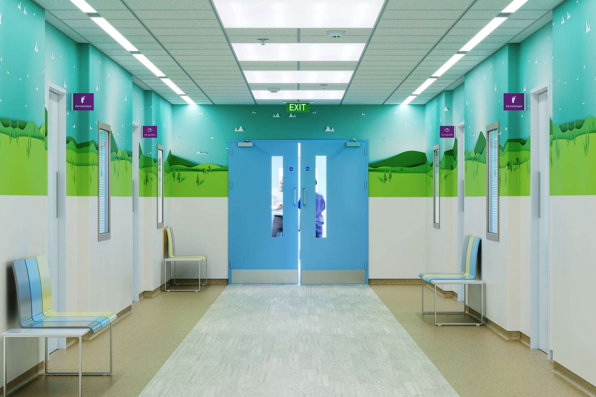 Whiterock Hygienic Walls with Custom Print Design in Hospital Ward