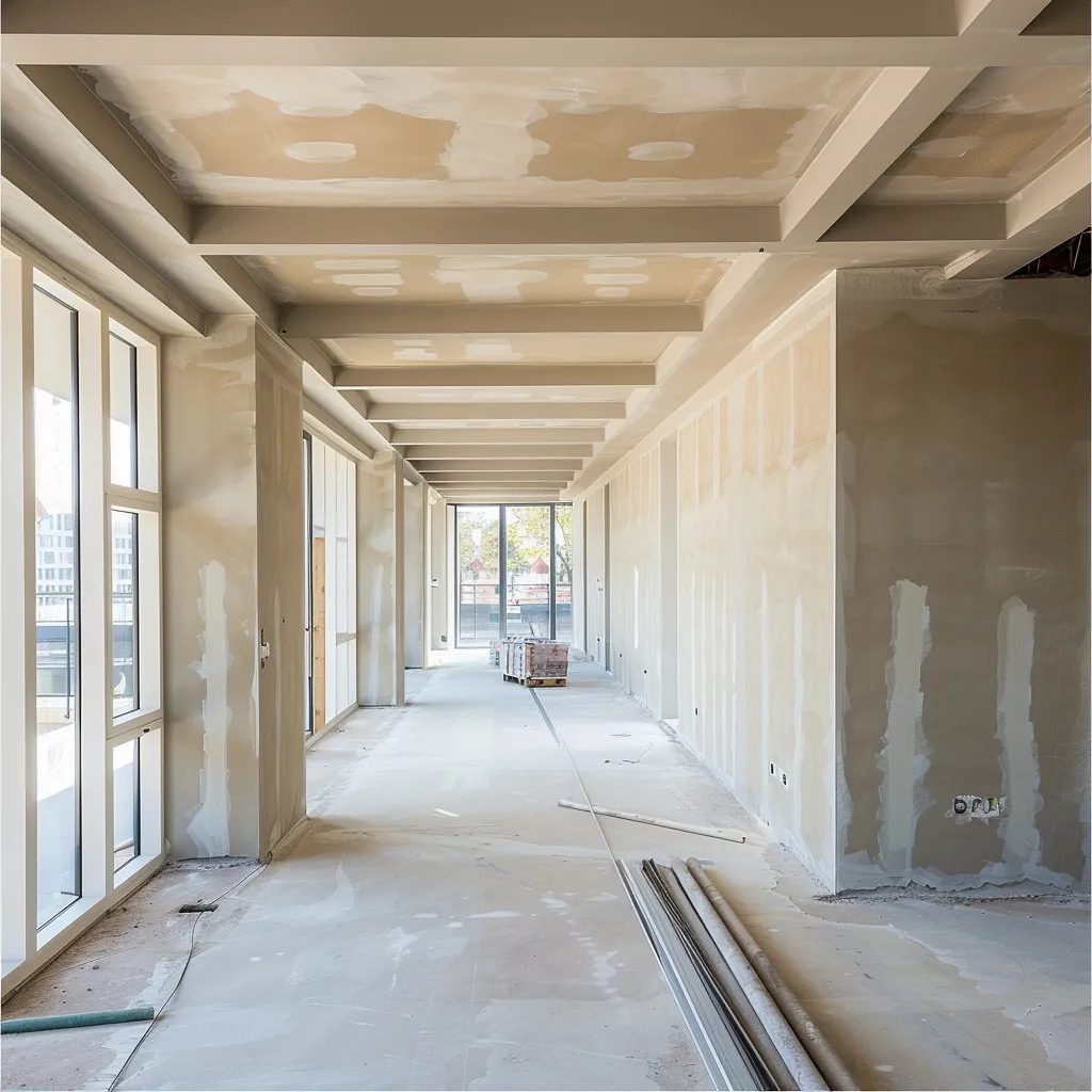 photograph of walls that have been prepped for plastering for commercial spaces
